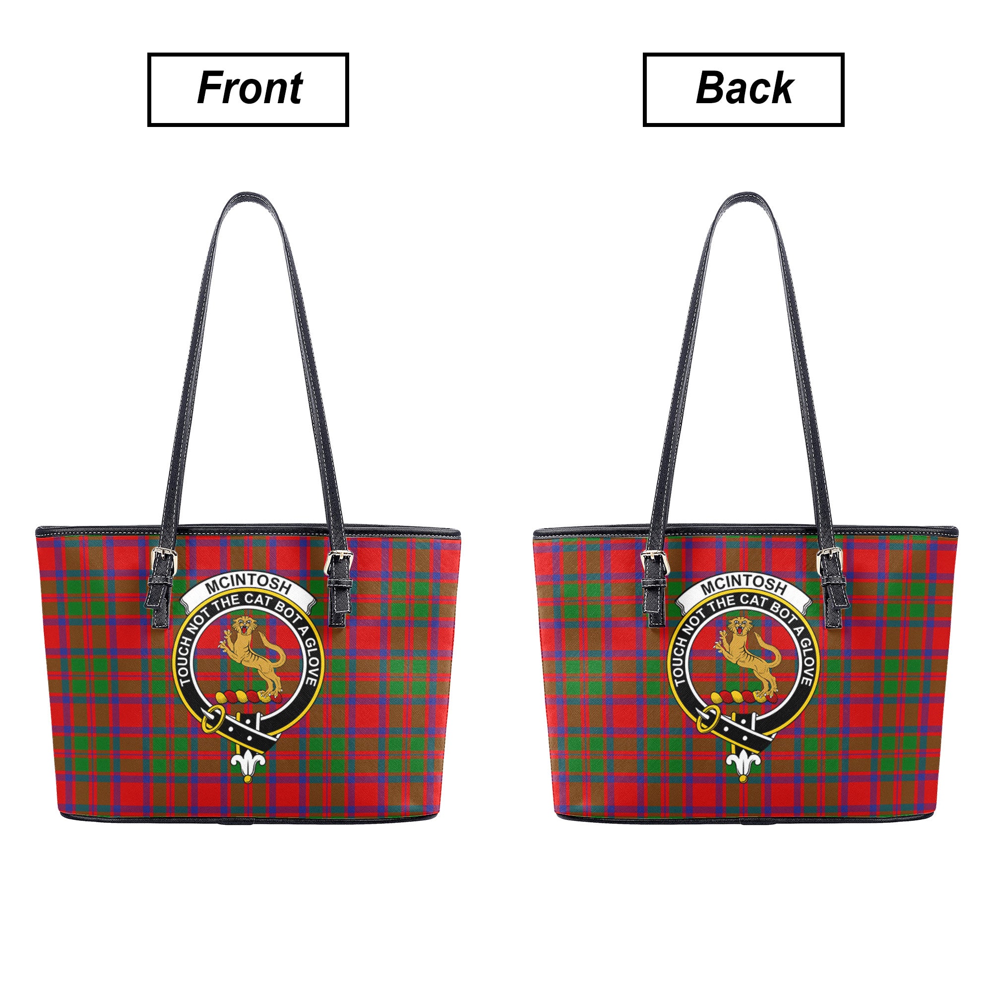 McIntosh Modern Tartan Crest Leather Tote Bag