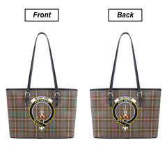 McIntyre Hunting Weathered Tartan Crest Leather Tote Bag