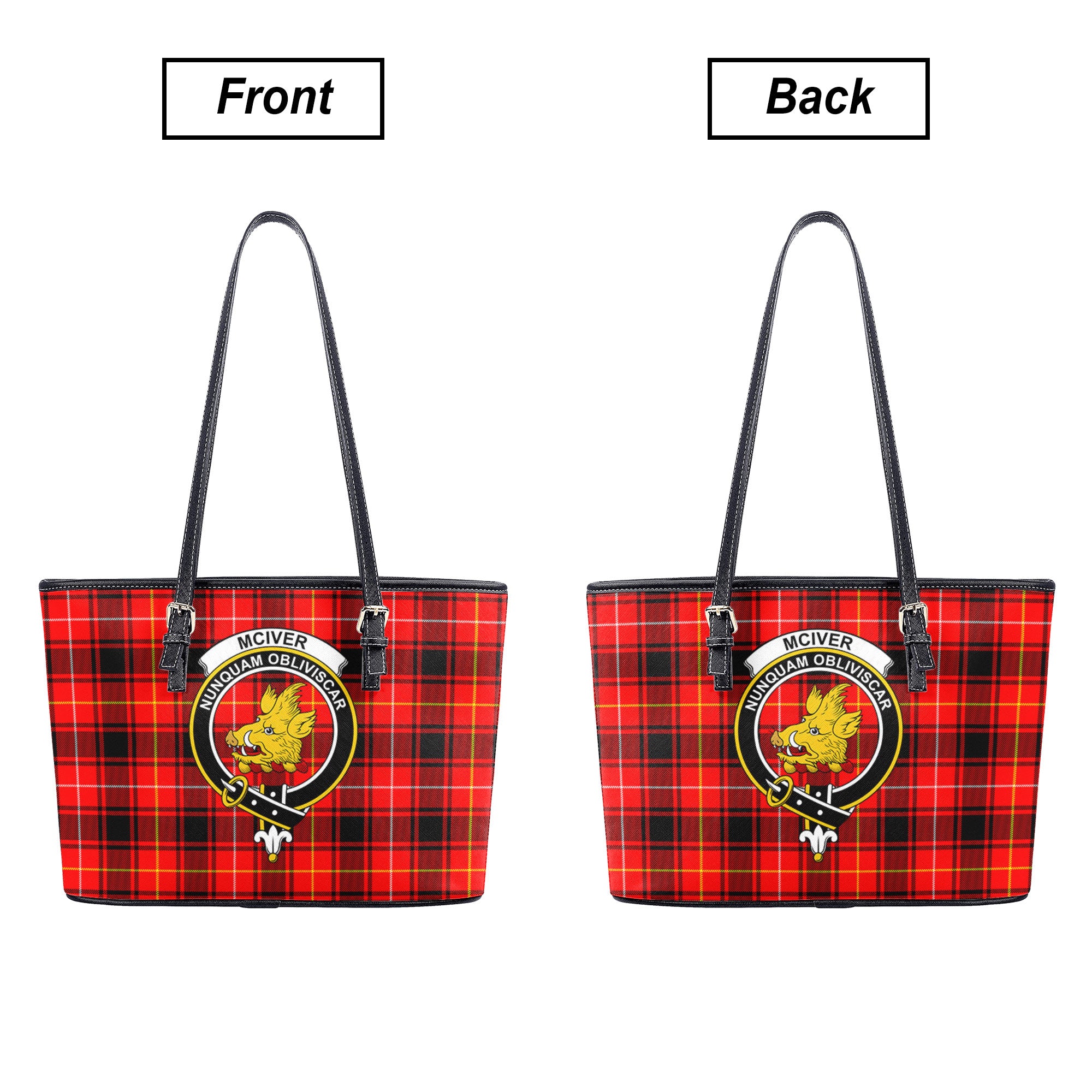 McIver Modern Tartan Crest Leather Tote Bag