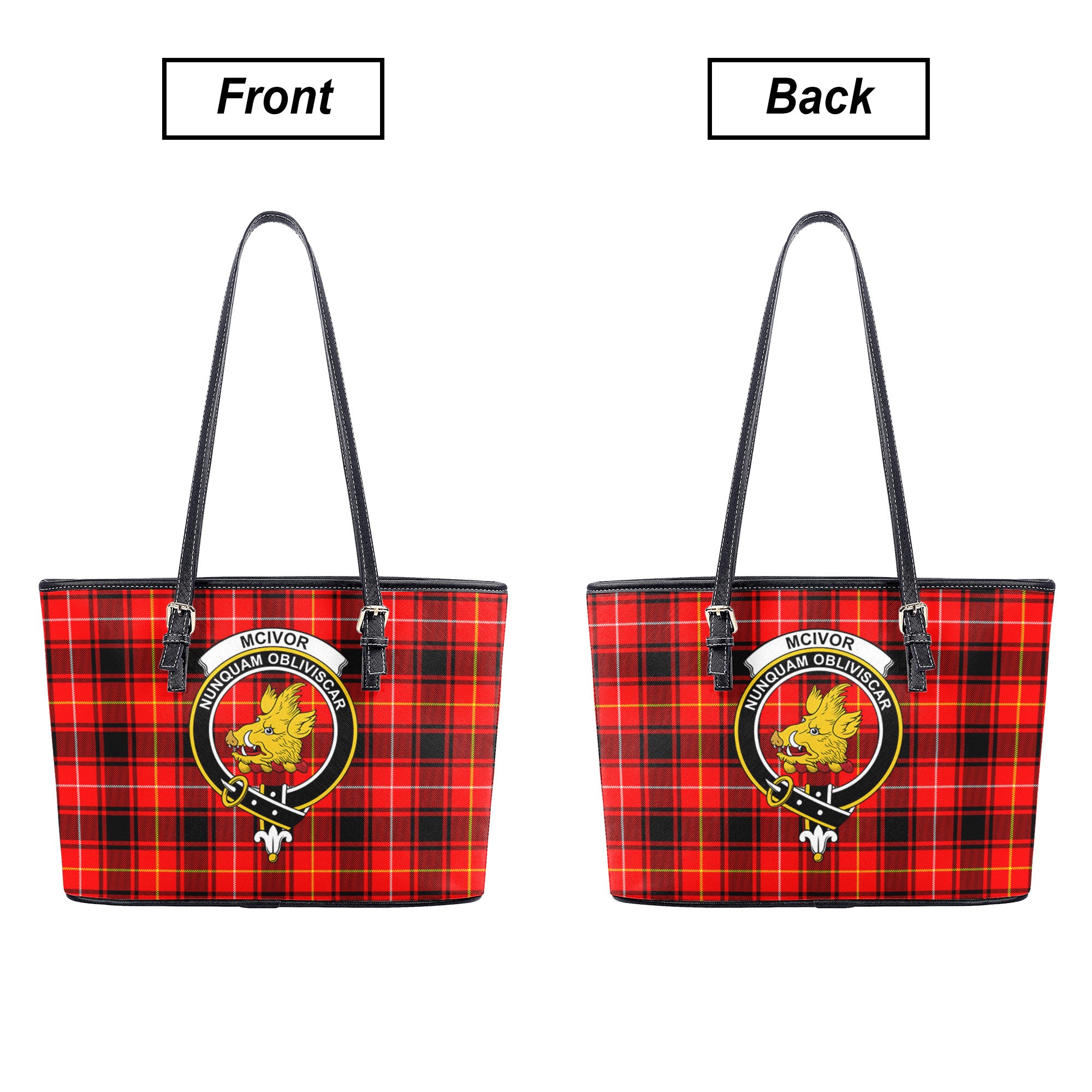 McIvor Tartan Crest Leather Tote Bag