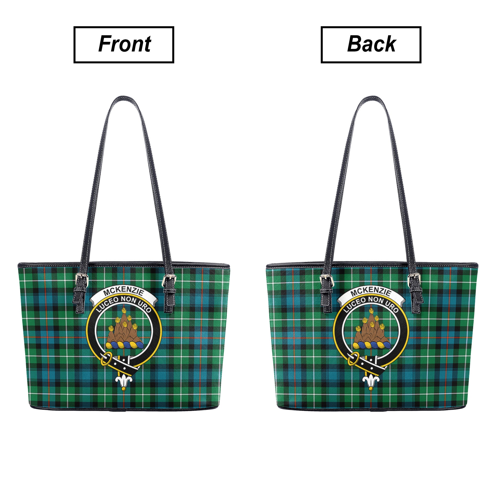 McKenzie Ancient Tartan Crest Leather Tote Bag