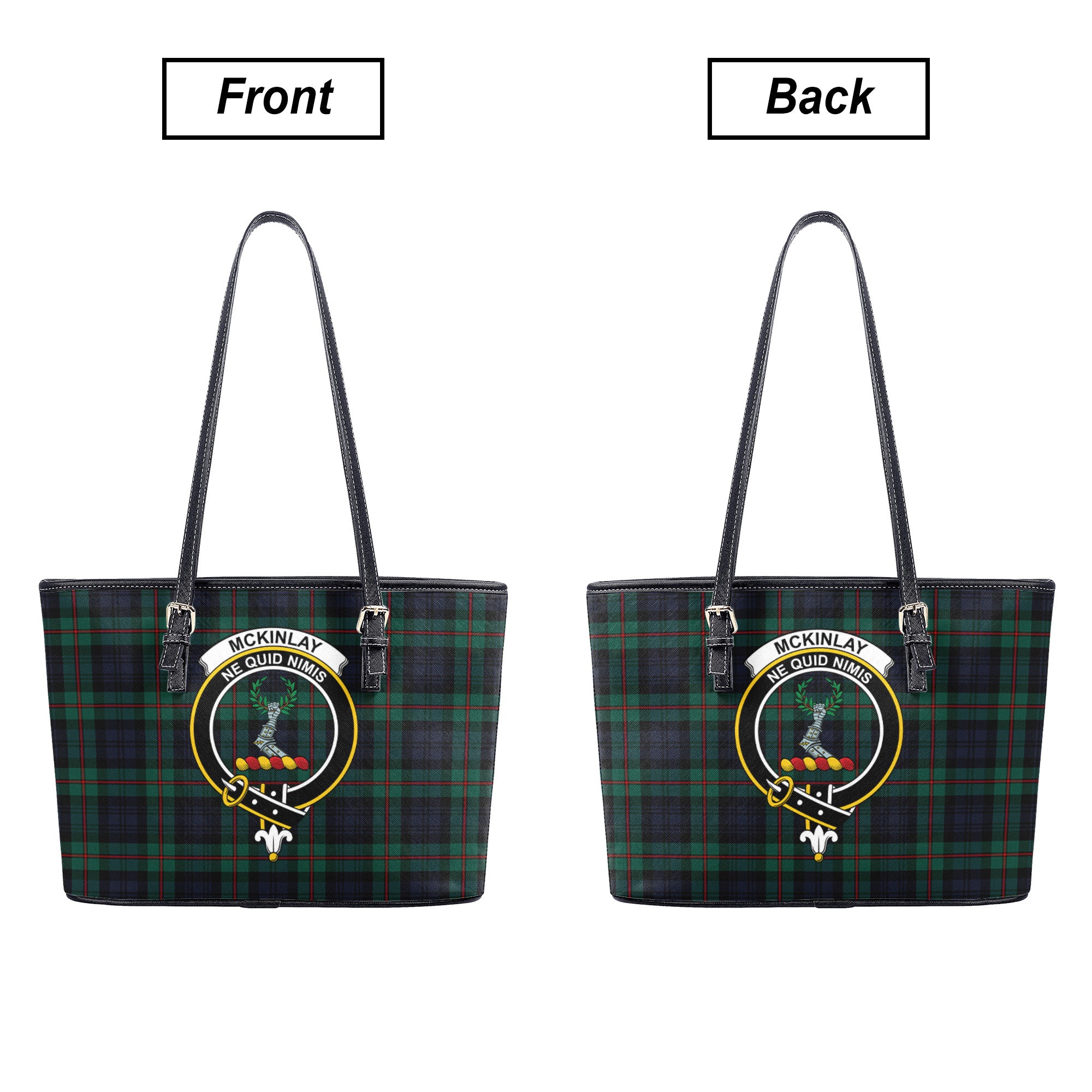 McKinlay Modern Tartan Crest Leather Tote Bag