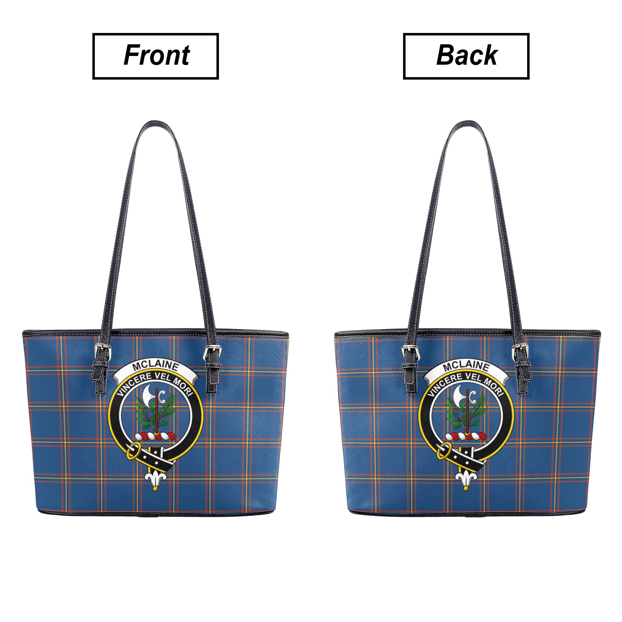 McLaine of Loch Buie Hunting Ancient Tartan Crest Leather Tote Bag