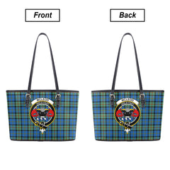 McLeod of Harris Ancient Tartan Crest Leather Tote Bag