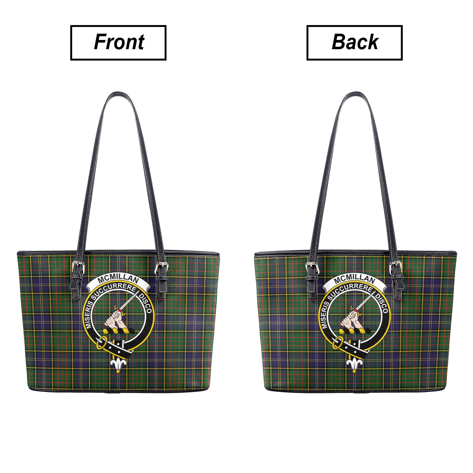 McMillan Hunting Modern Tartan Crest Leather Tote Bag