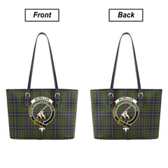 McMillan Hunting Modern Tartan Crest Leather Tote Bag