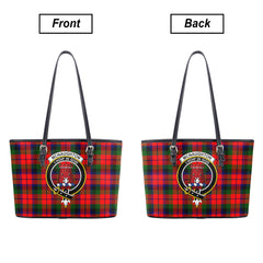 McNaughton Modern Tartan Crest Leather Tote Bag