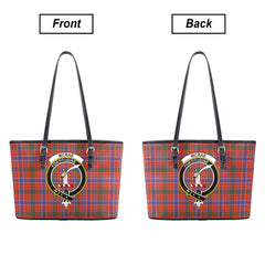 McRae Ancient Tartan Crest Leather Tote Bag