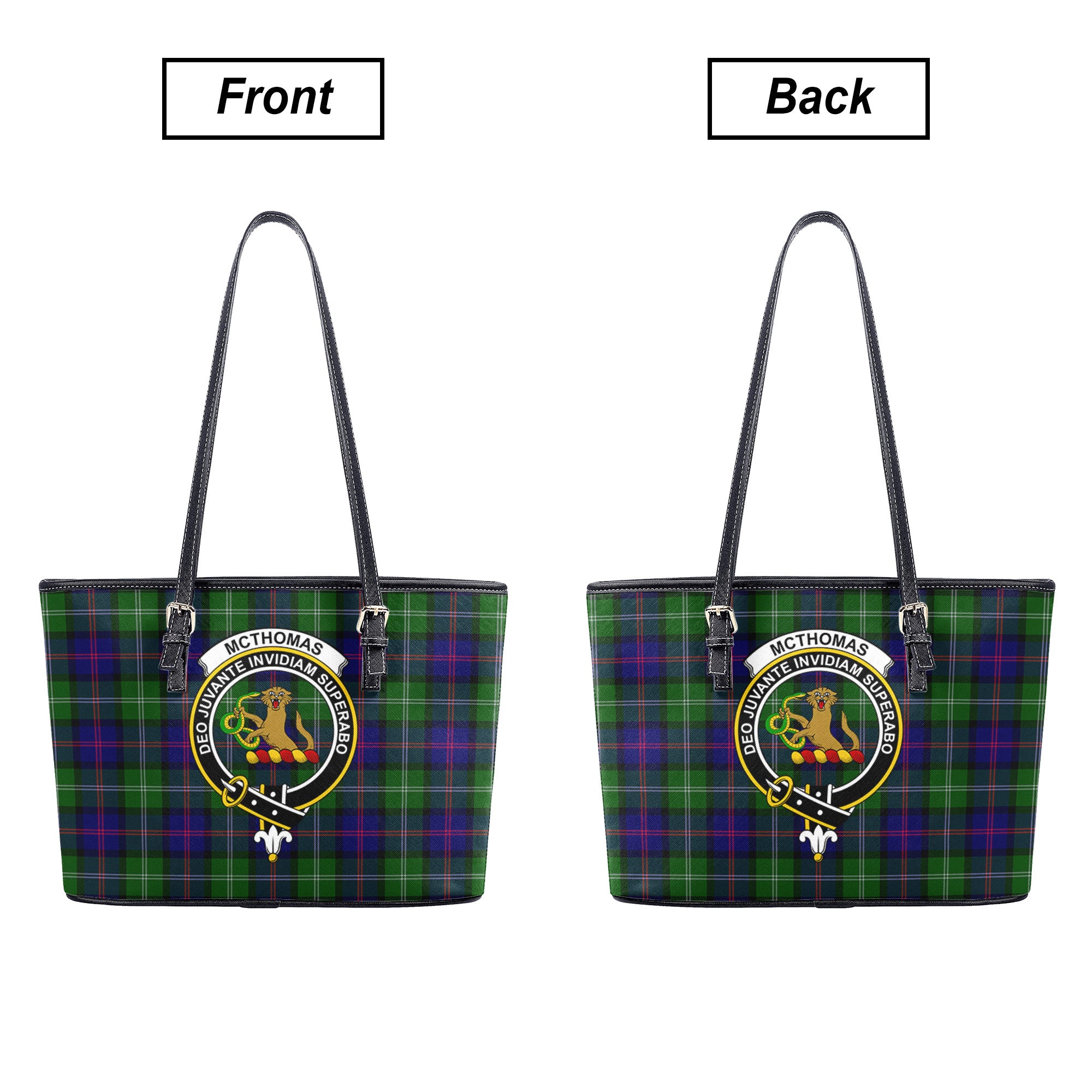 McThomas Modern Tartan Crest Leather Tote Bag