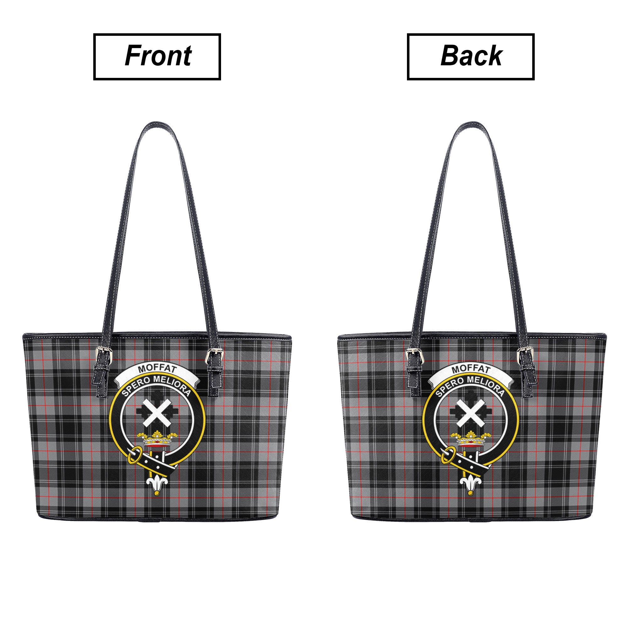 Moffat Modern Tartan Crest Leather Tote Bag