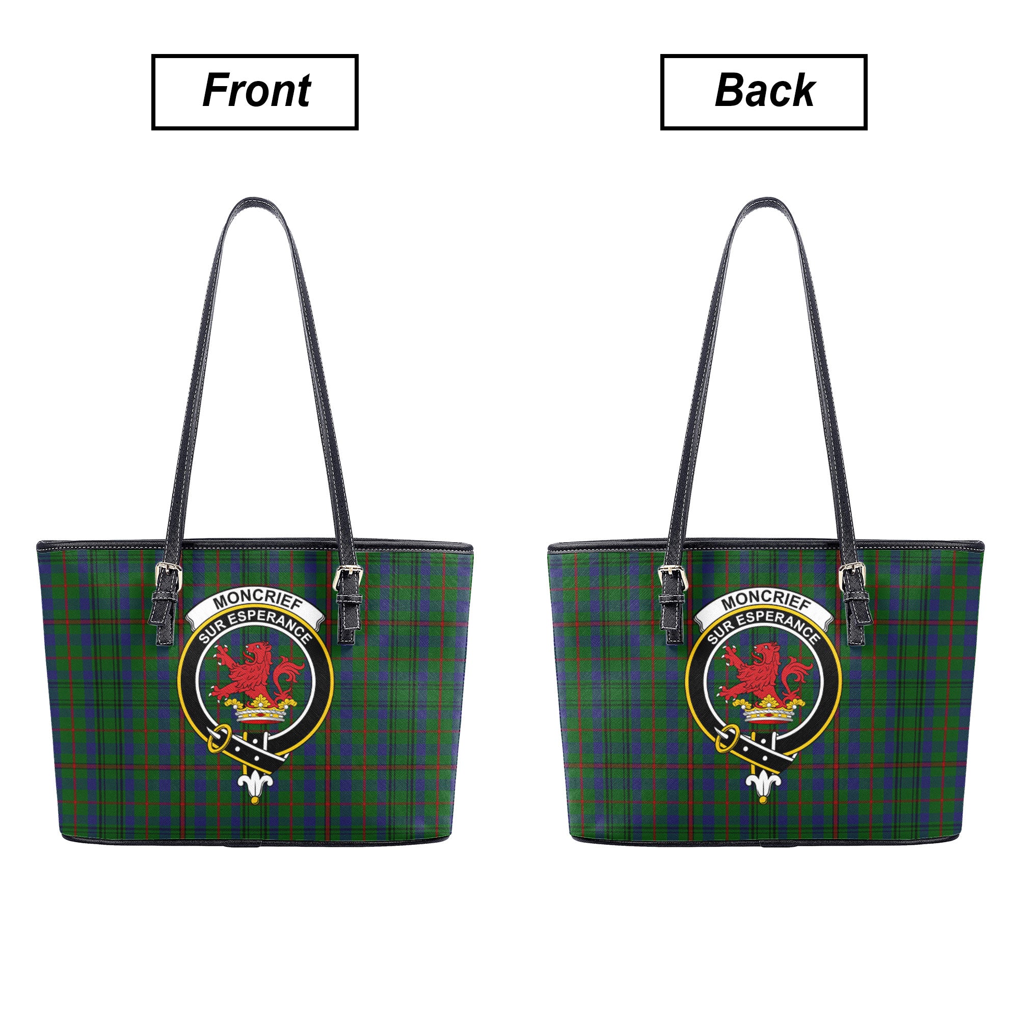 Moncrief Of Atholl Tartan Crest Leather Tote Bag