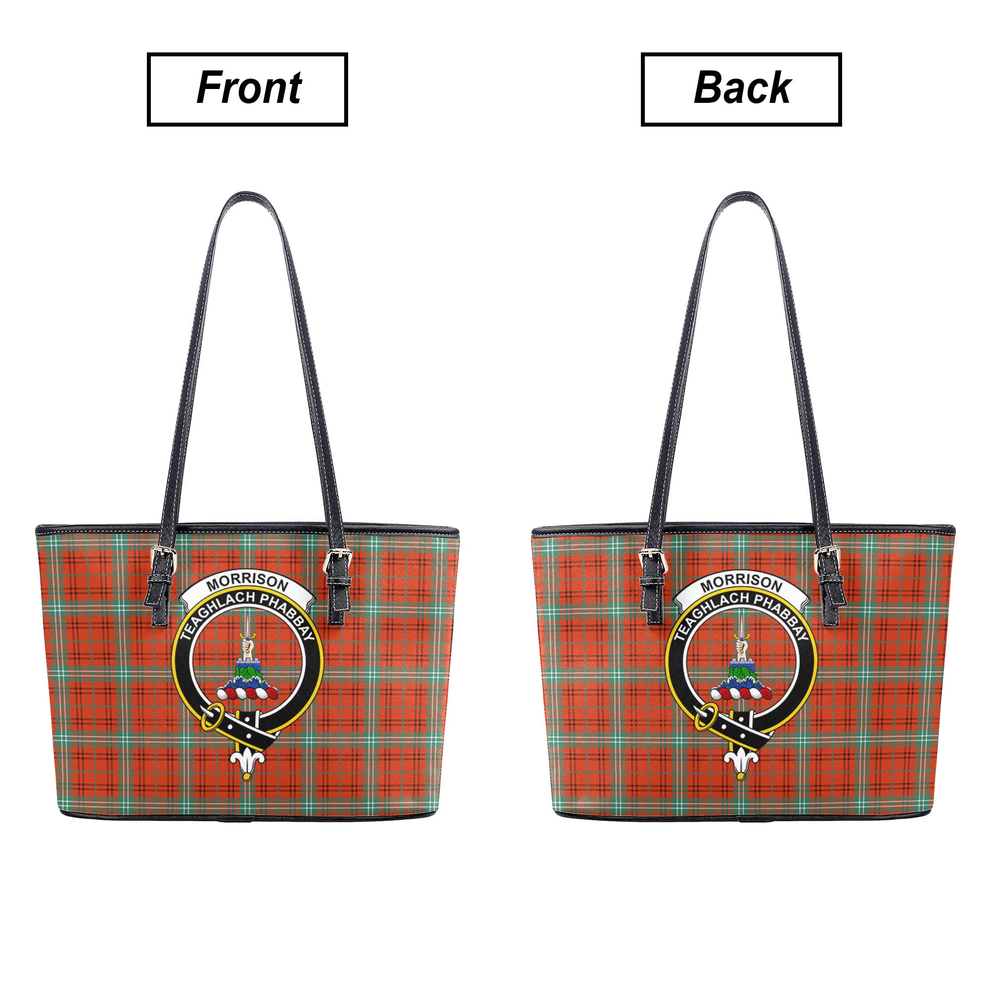 Morrison Red Ancient Tartan Crest Leather Tote Bag