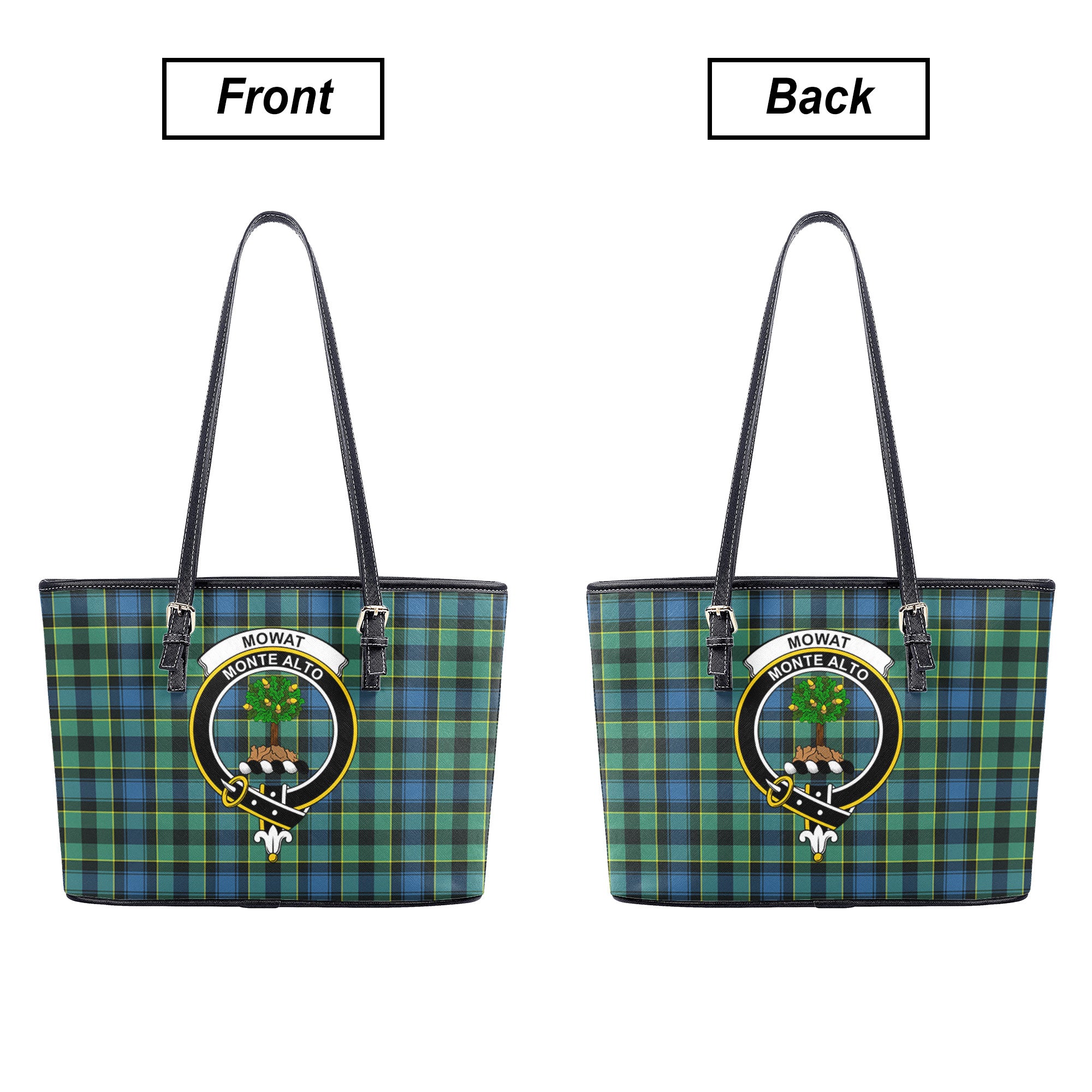 Mowat Ancient Tartan Crest Leather Tote Bag