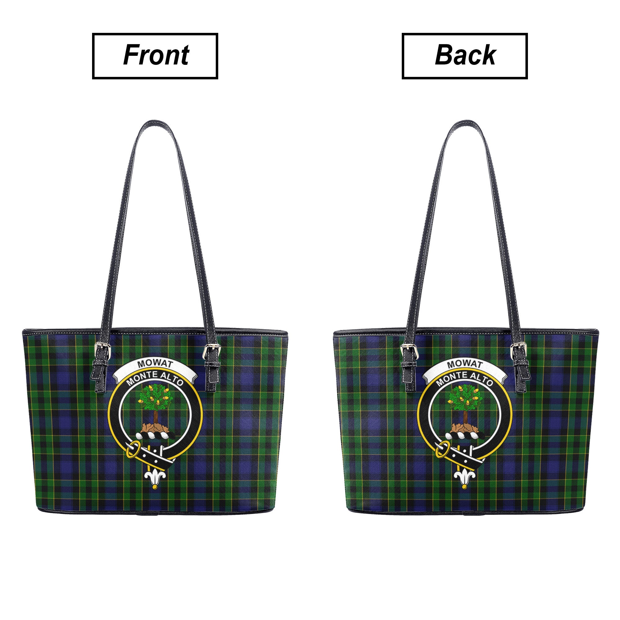 Mowat Modern Tartan Crest Leather Tote Bag