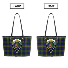 Muir Tartan Crest Leather Tote Bag