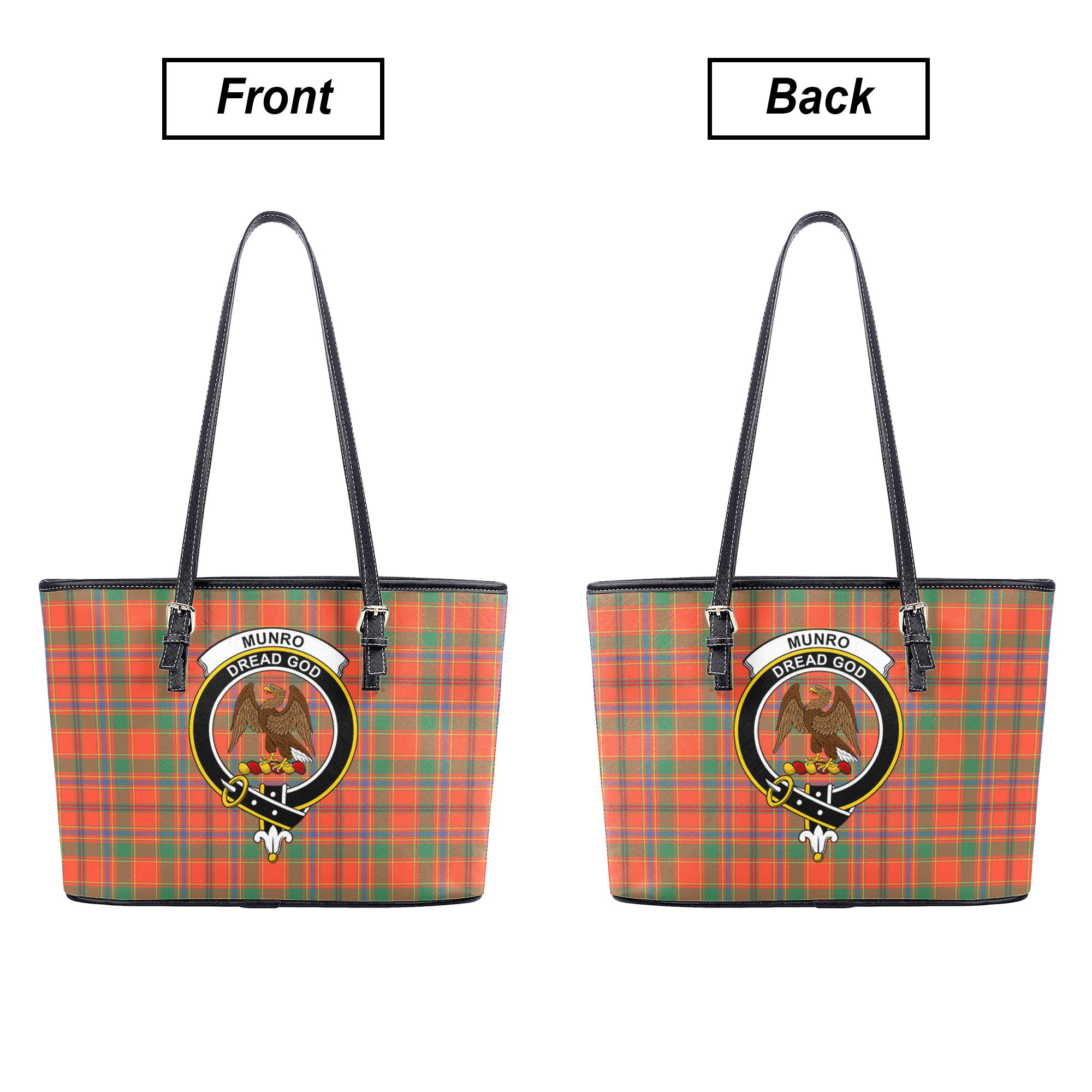 Munro Ancient Tartan Crest Leather Tote Bag