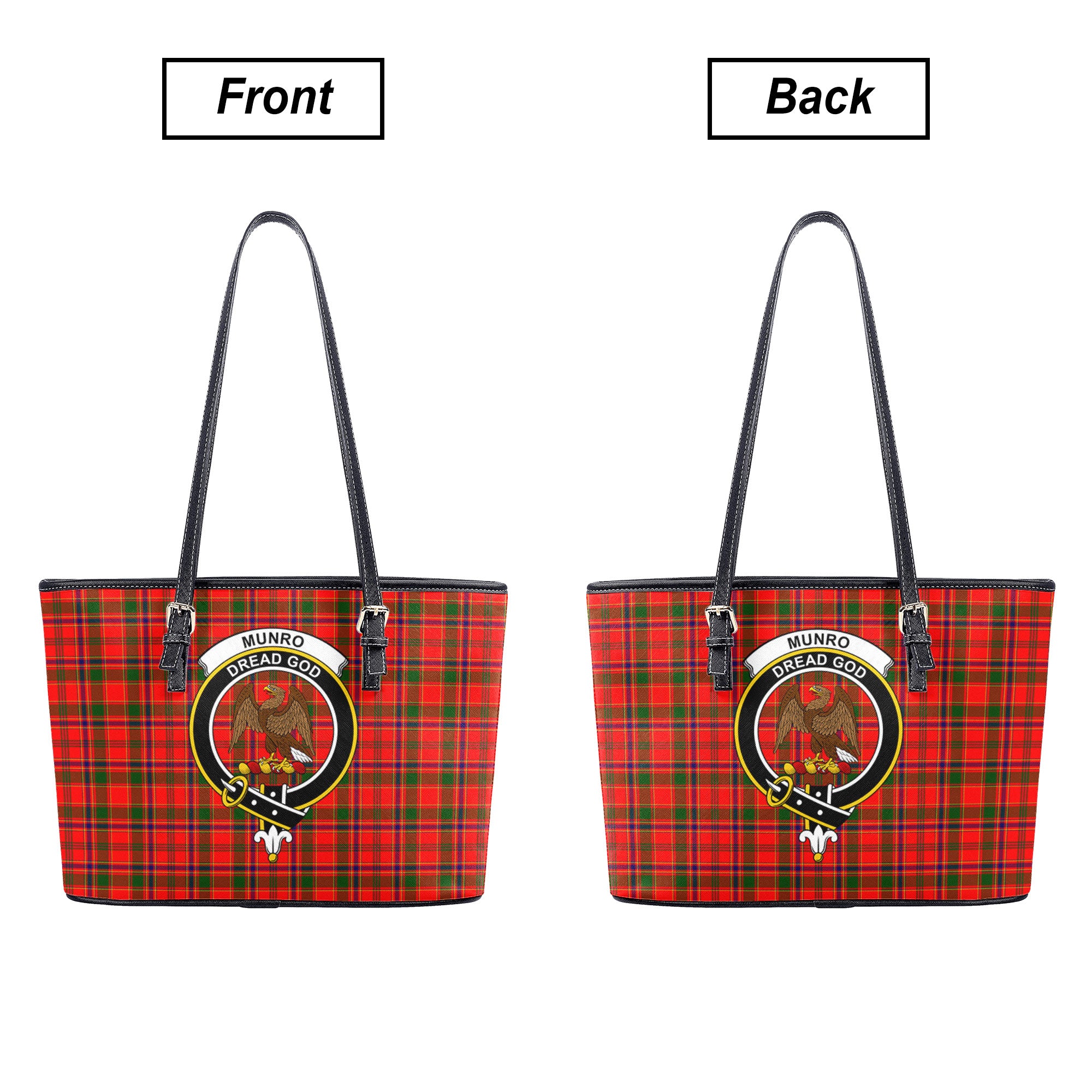 Munro Modern Tartan Crest Leather Tote Bag