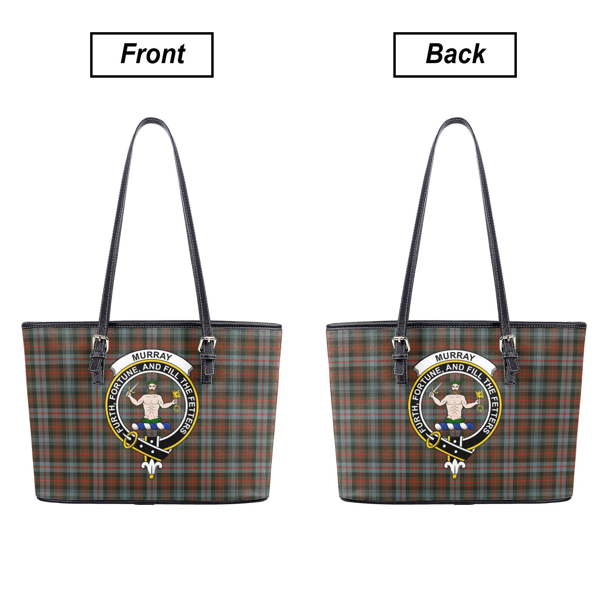 Murray of Atholl Weathered Tartan Crest Leather Tote Bag