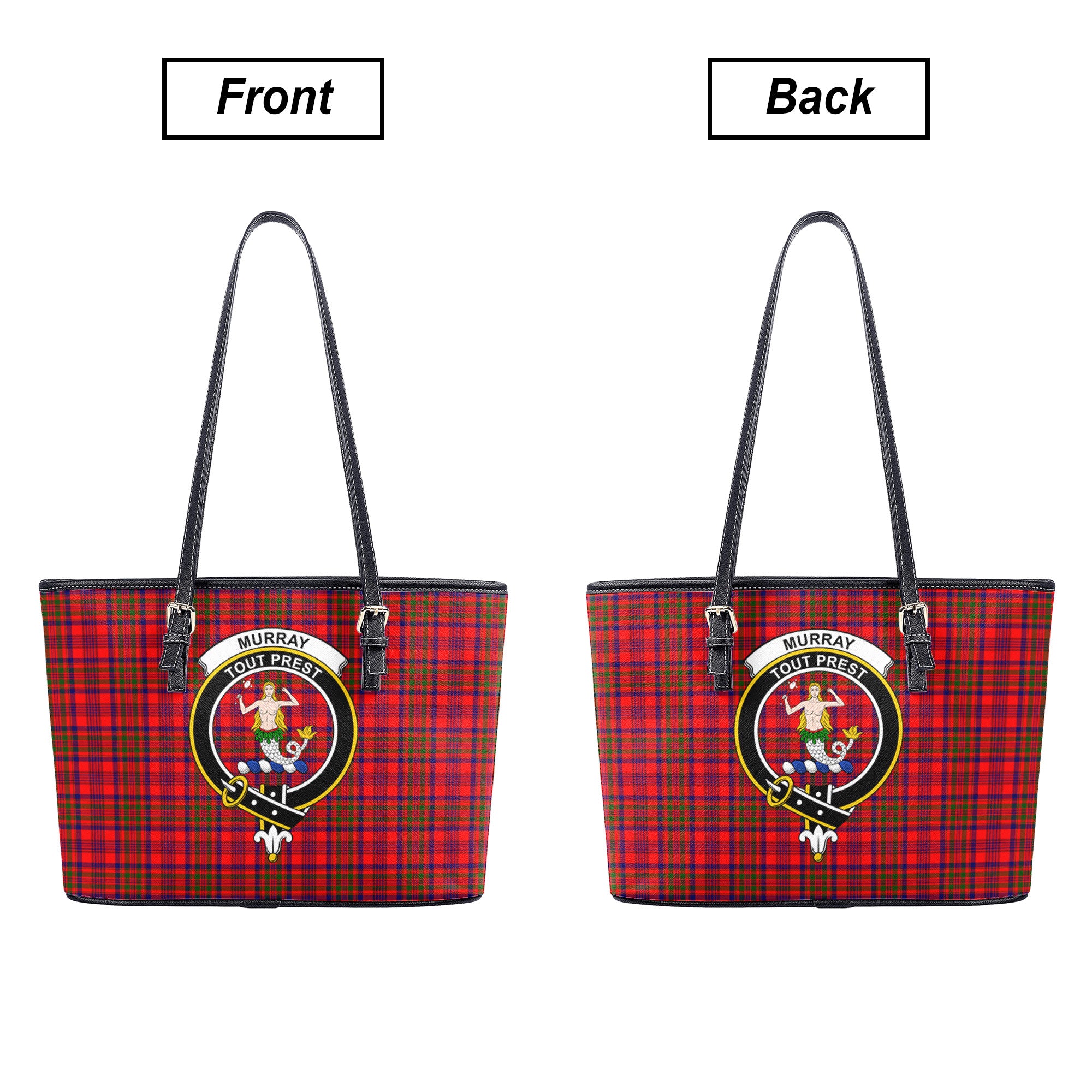 Murray of Tulloch Modern Tartan Crest Leather Tote Bag