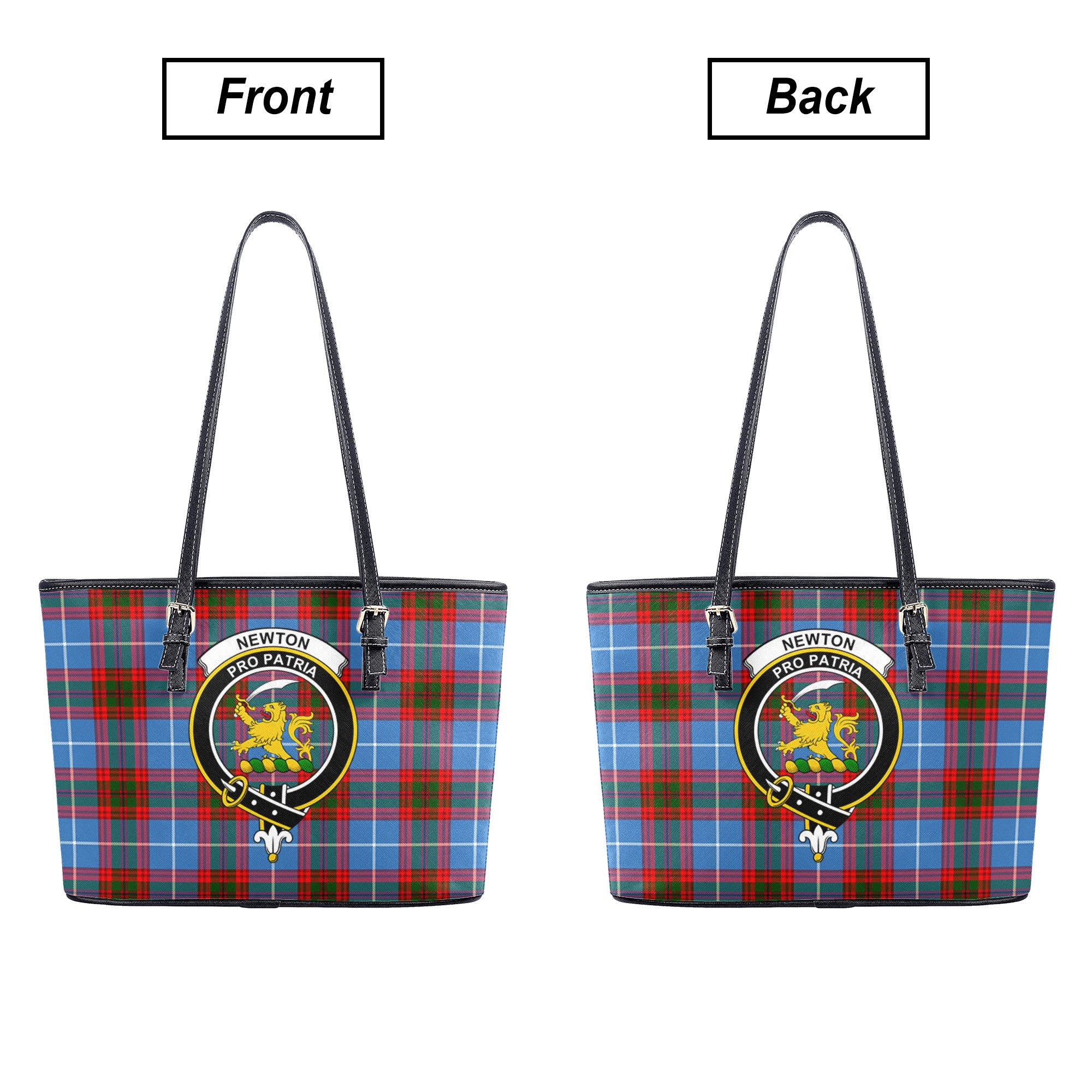 Newton Tartan Crest Leather Tote Bag