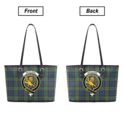 Nicolson Hunting Ancient Tartan Crest Leather Tote Bag