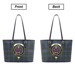 Ogilvie Hunting Modern Tartan Crest Leather Tote Bag