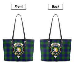 Oliphant Modern Tartan Crest Leather Tote Bag