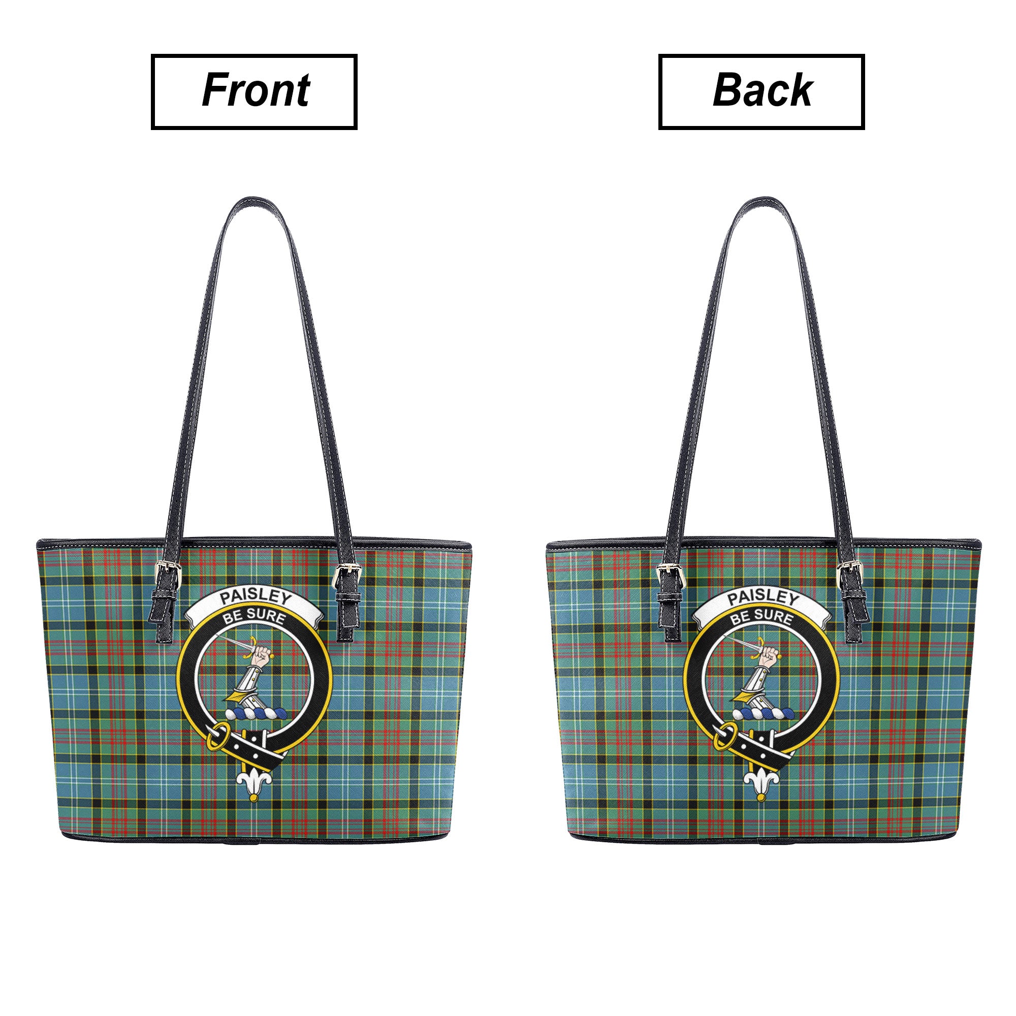 Paisley District Tartan Crest Leather Tote Bag