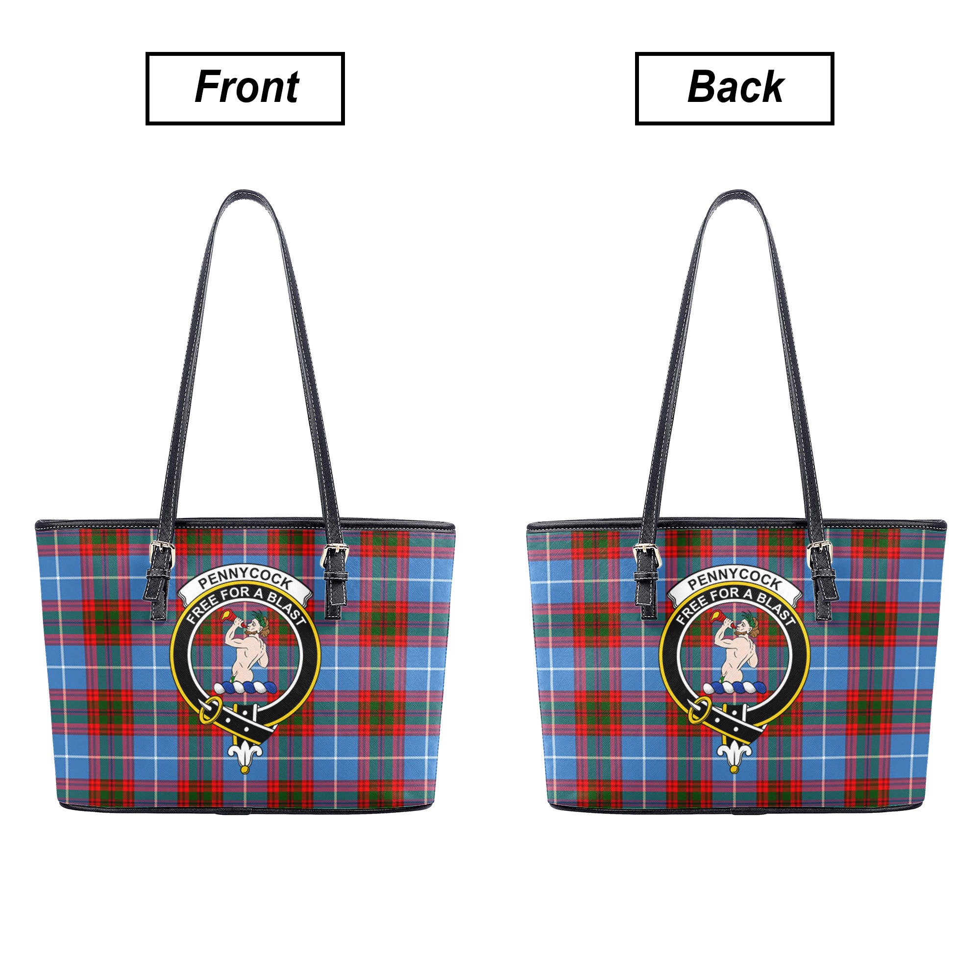 Pennycook Tartan Crest Leather Tote Bag