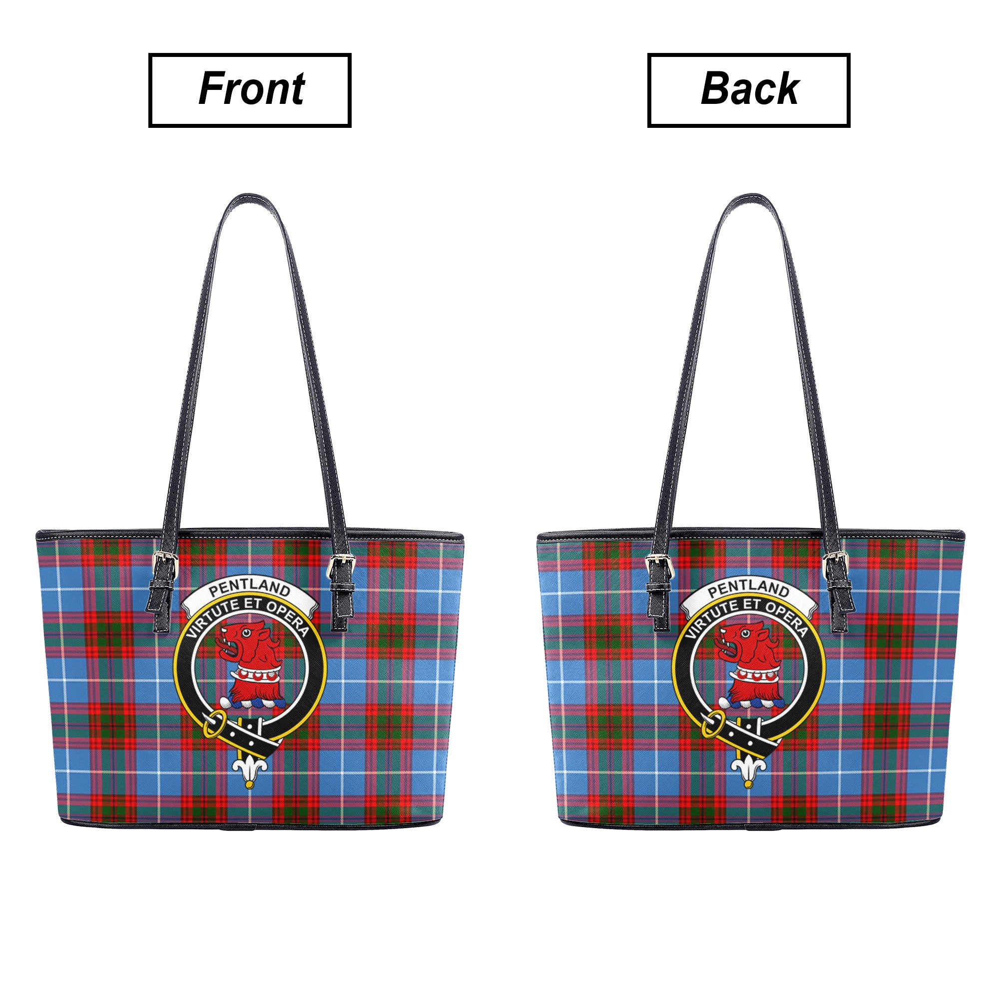 Pentland Tartan Crest Leather Tote Bag