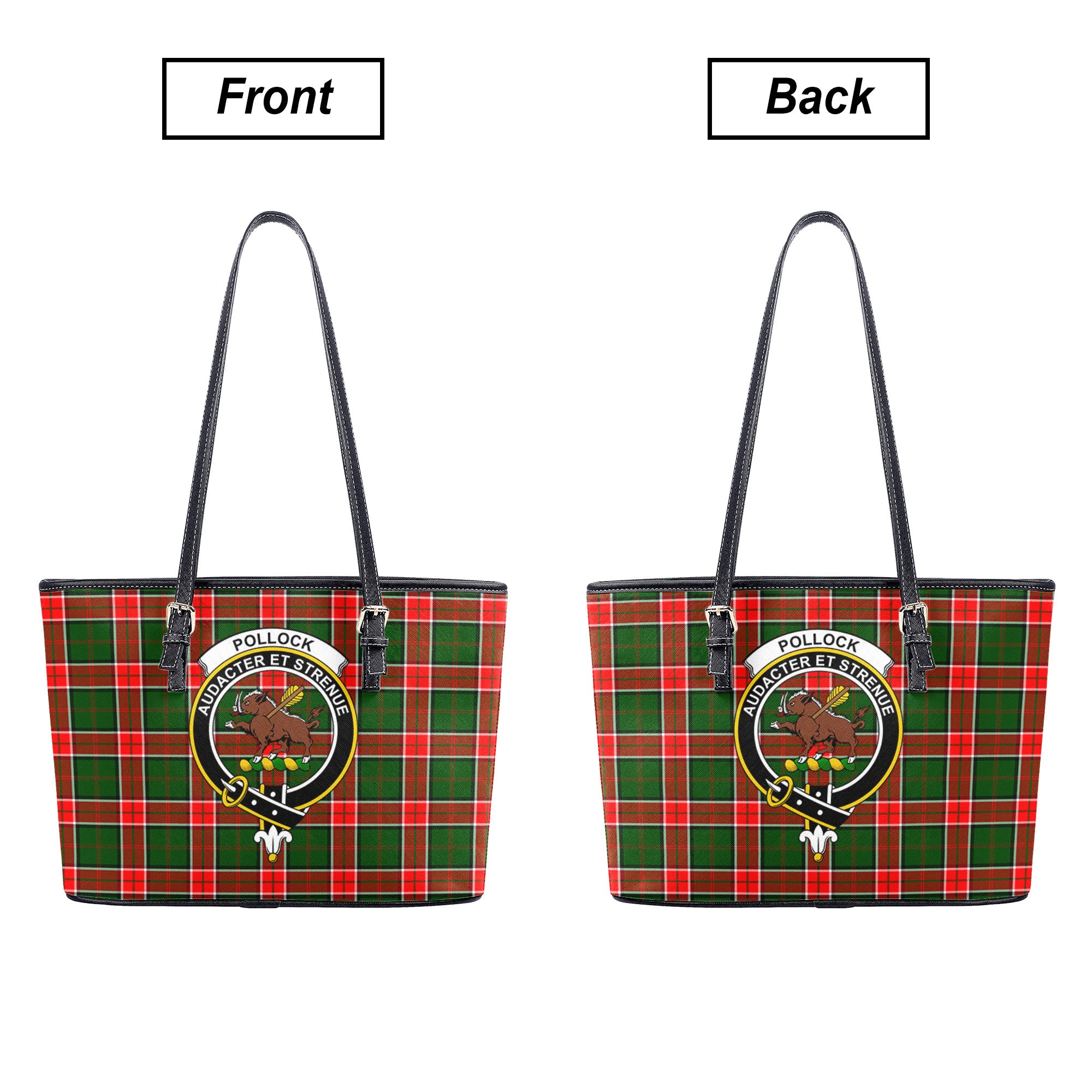 Pollock Tartan Crest Leather Tote Bag