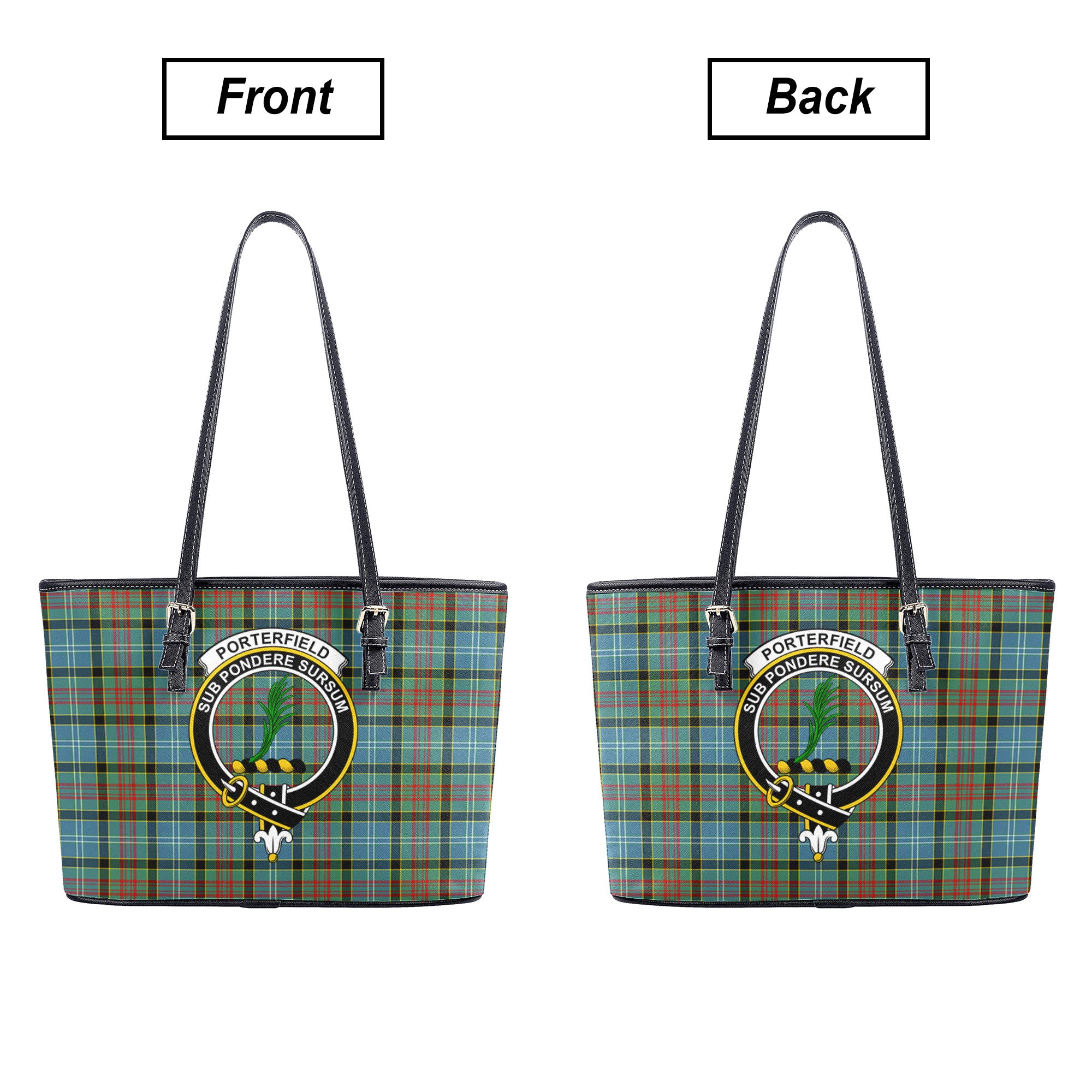 Porterfield Tartan Crest Leather Tote Bag