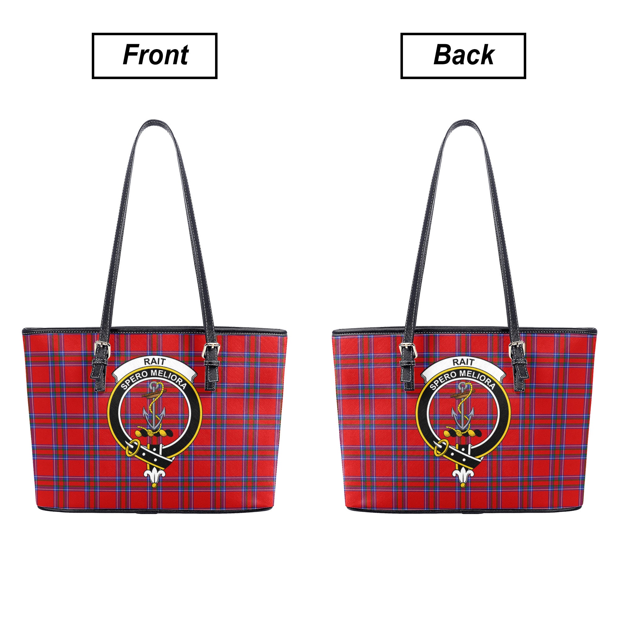 Rait Tartan Crest Leather Tote Bag