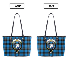 Ramsay Blue Ancient Tartan Crest Leather Tote Bag