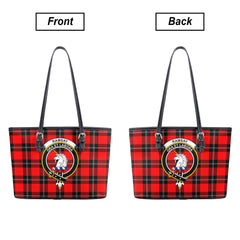 Ramsay Modern Tartan Crest Leather Tote Bag