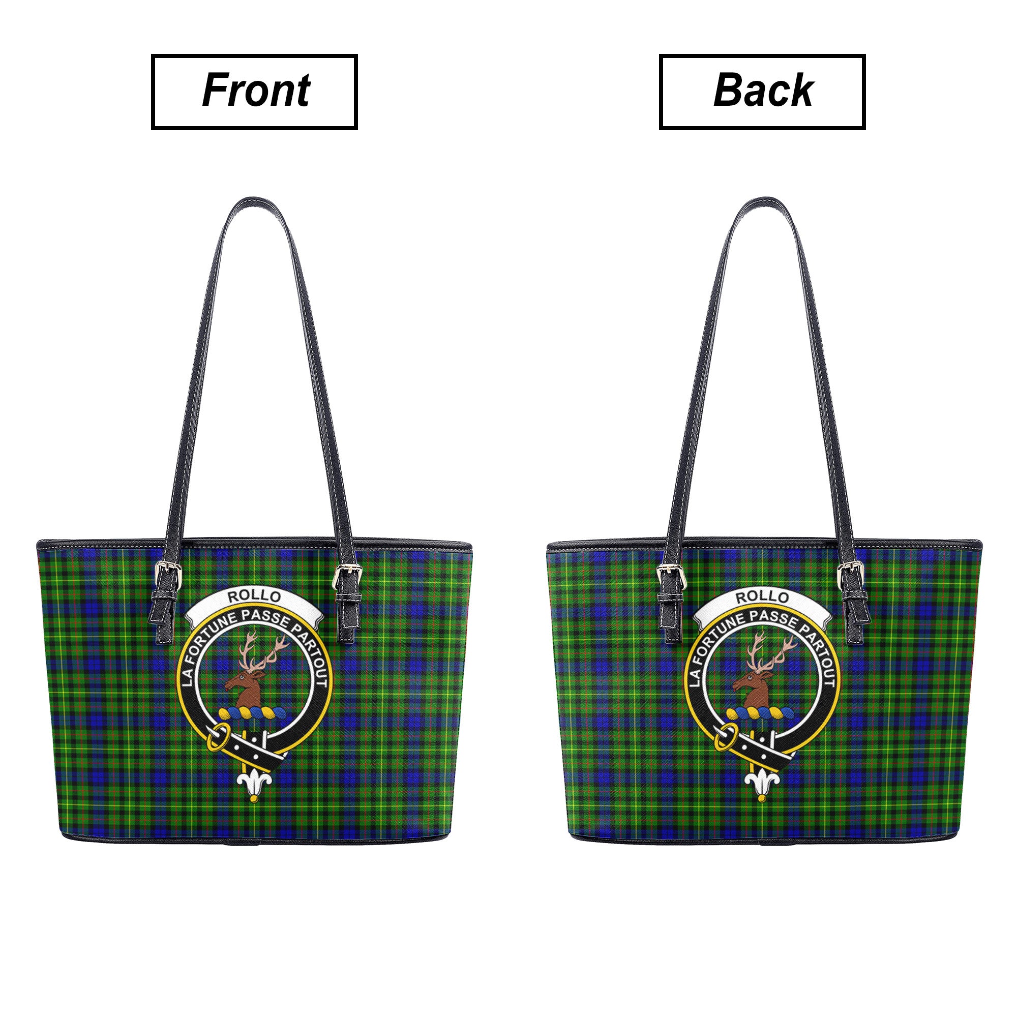 Rollo Modern Tartan Crest Leather Tote Bag