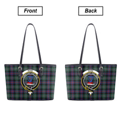 Rose Hunting Modern Tartan Crest Leather Tote Bag