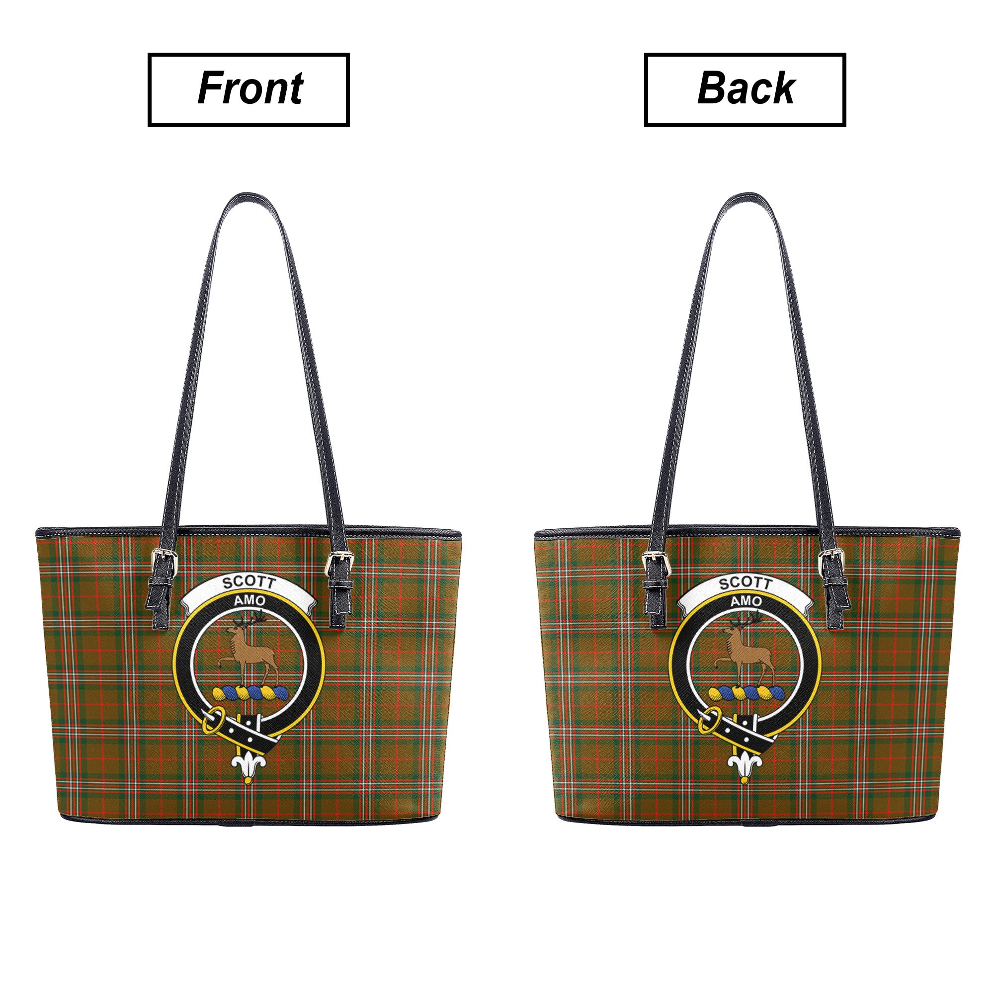 Scott Brown Modern Tartan Crest Leather Tote Bag