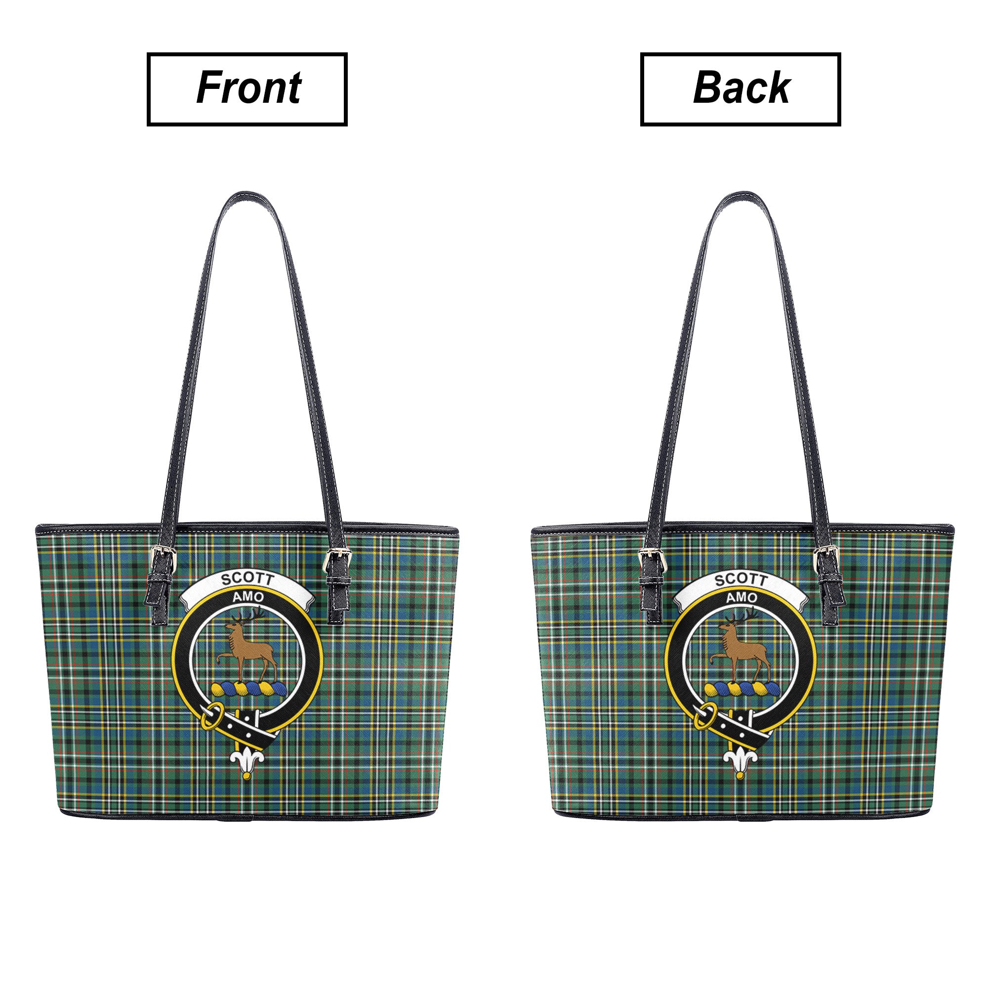 Scott Green Ancient Tartan Crest Leather Tote Bag