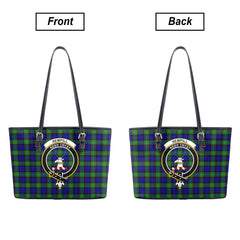 Sempill Modern Tartan Crest Leather Tote Bag