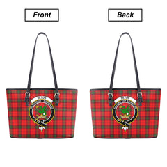 Seton Modern Tartan Crest Leather Tote Bag