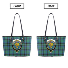 Sinclair Hunting Ancient Tartan Crest Leather Tote Bag