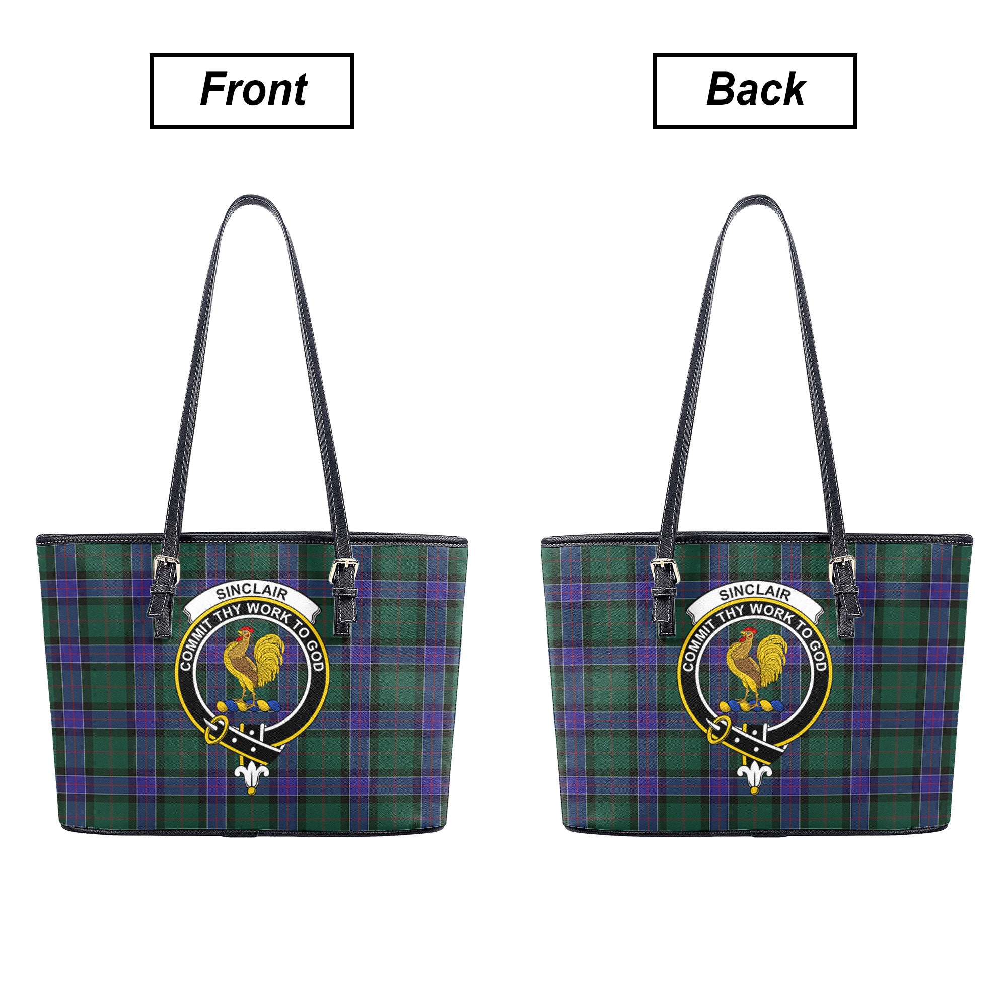 Sinclair Hunting Modern Tartan Crest Leather Tote Bag