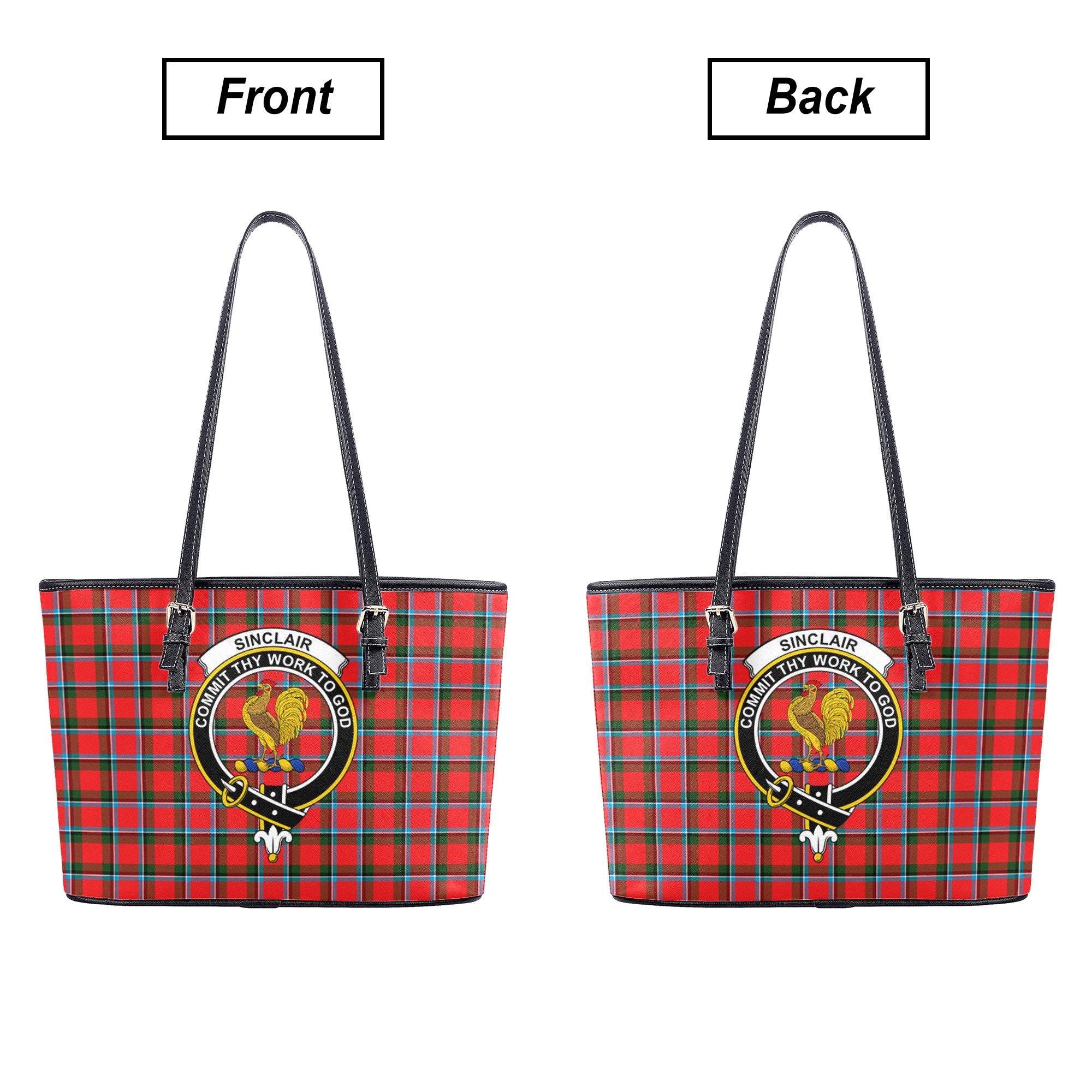 Sinclair Modern Tartan Crest Leather Tote Bag