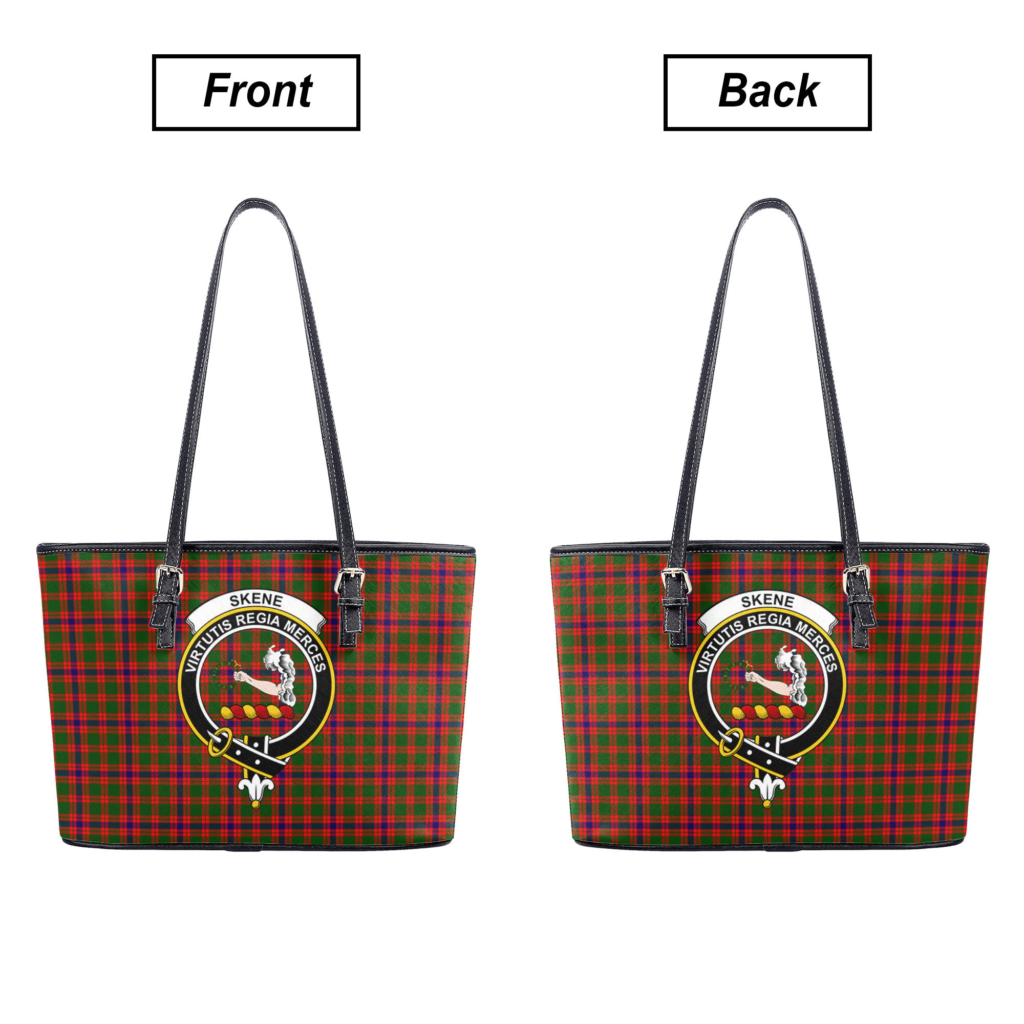 Skene Modern Tartan Crest Leather Tote Bag