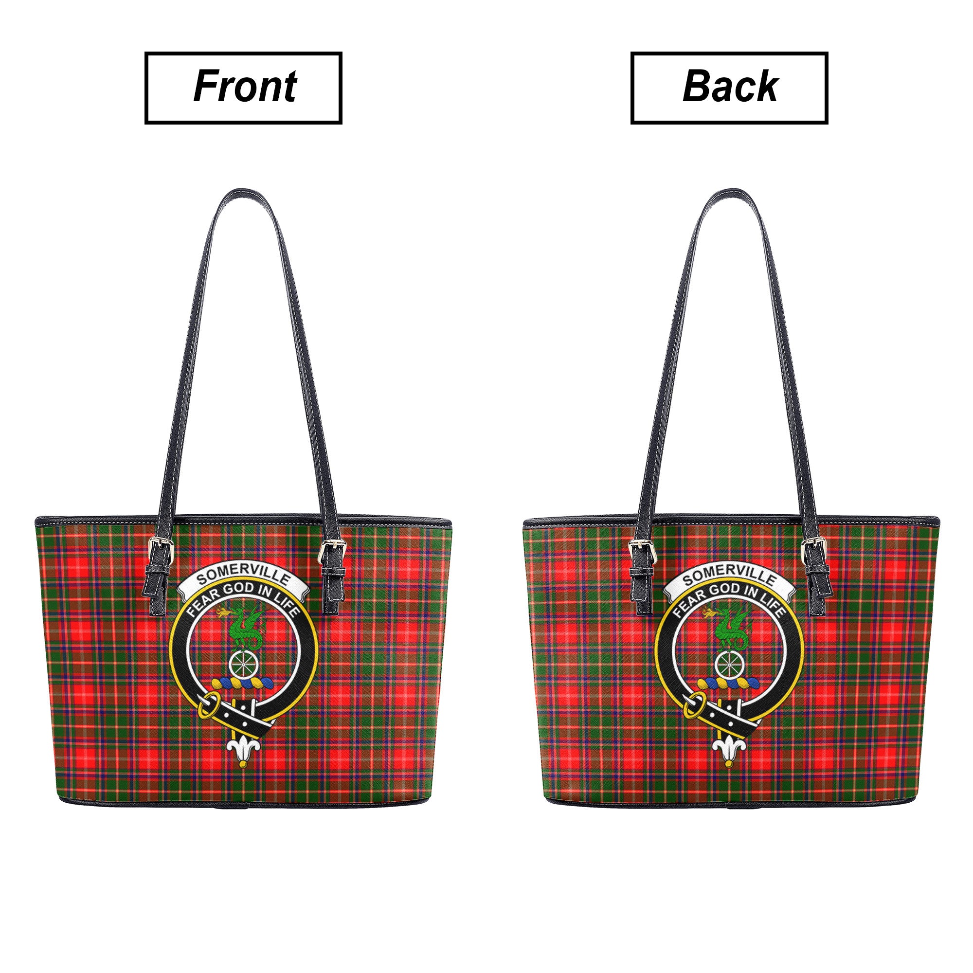 Somerville Tartan Crest Leather Tote Bag