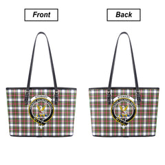 Stewart Dress Modern Tartan Crest Leather Tote Bag