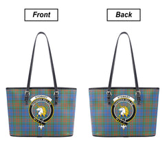 Stewart of Appin Hunting Ancient Tartan Crest Leather Tote Bag