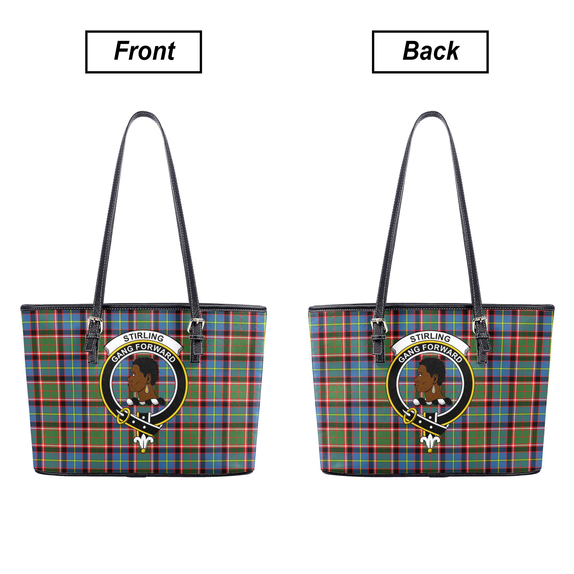 Stirling (of Keir) Tartan Crest Leather Tote Bag