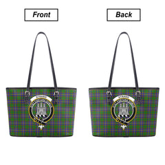 Strang (or Strange) Tartan Crest Leather Tote Bag